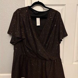 Nine West Black and Gold Sequin Top
